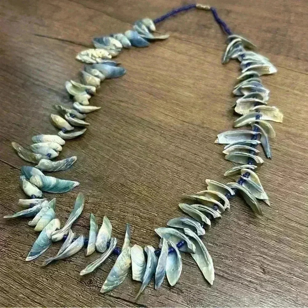 Turquoise Shell Blue Beaded Necklace